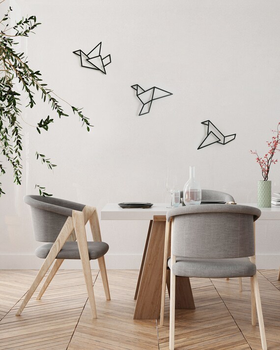 Set Of 3 Wall Art Black Birds Minimalist Wall Art Interior Etsy