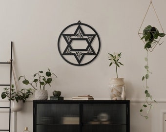 Magen David- iron matte black wall art by Glyphs