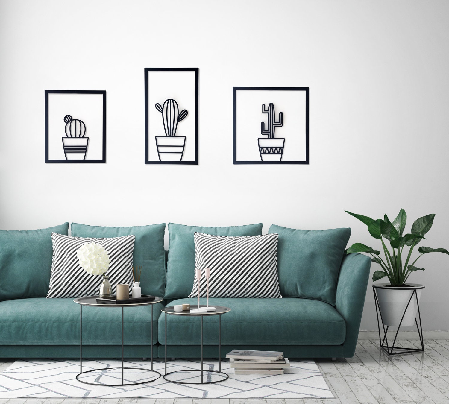 Cactus Métal Mur Art Set de 3 Par Glyphs