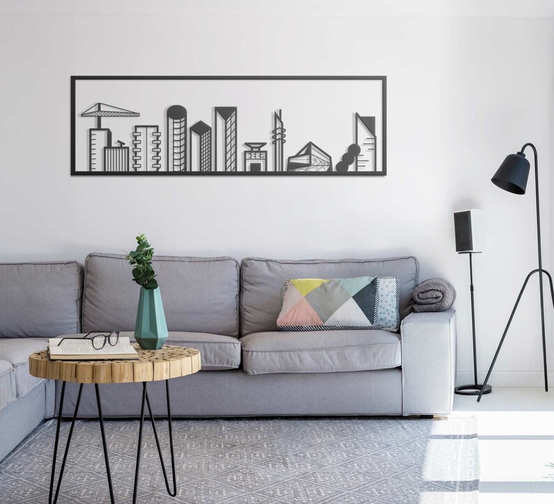 City Skyline Metal Home Decor Urban Art Metal Wall Decor Etsy