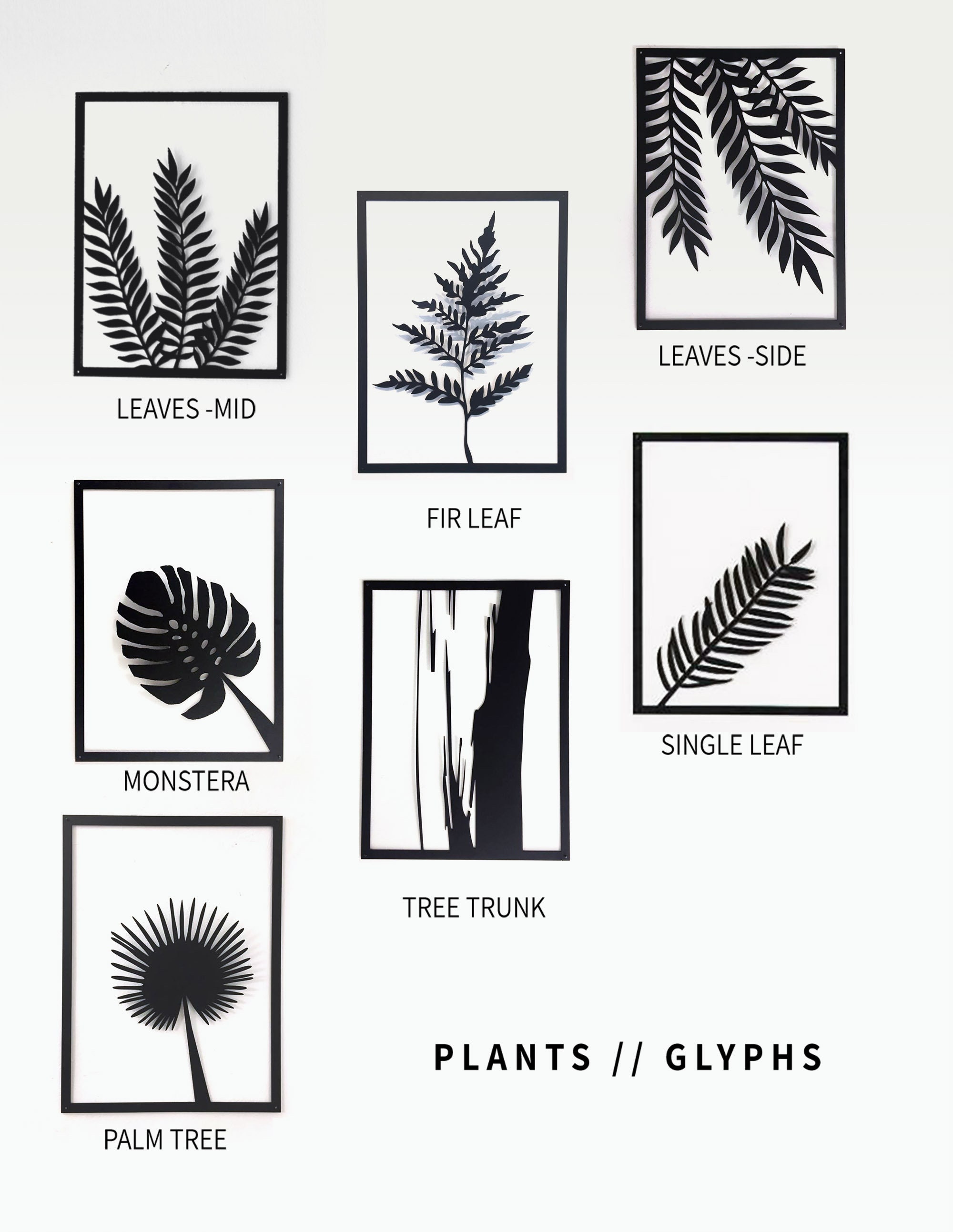 Set of 3 PLANTS Gold Metal Wall Art by Glyphs Etsy UK