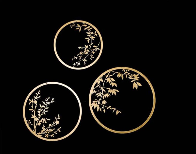 CIRCLES gold Set of 3 Wall Decor Metal Wall Art Interior Etsy