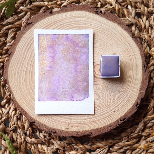 Duo tone lavender/gold handmade watercolors paint by P.