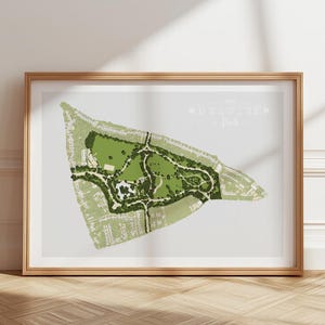 Carte de Dulwich Park – Impression giclée dessinée à la main sur du papier bambou respectueux de l'environnement