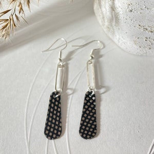 Dangling leather earrings earrings leather jewelry leather 6- Noir/argent