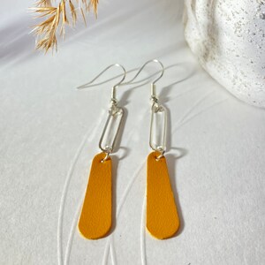 Dangling leather earrings earrings leather jewelry leather 7- Jaune/argent