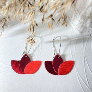 Lotus flower leather earrings - earrings - leather jewelry - leather - lotus