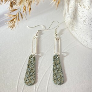 Dangling leather earrings earrings leather jewelry leather 5- Bleu gris/argent