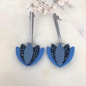 Genuine leather earrings - lotus - earrings - leather jewelry - leather