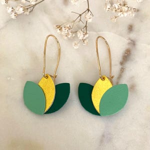 Leather earrings - lotus flower - earrings - leather jewelry - leather - lotus