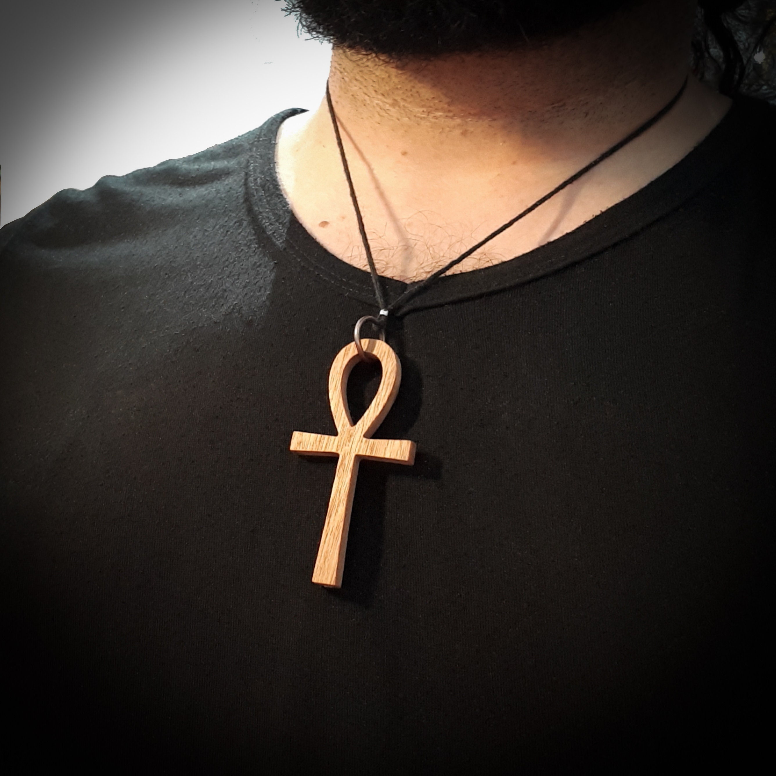 Collana Con Ciondolo In Legno Con Croce Egizia Ankh Da - Foto 5