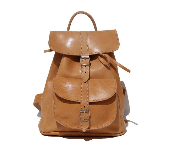 Leather Backpack With 1 Pocket Natural 