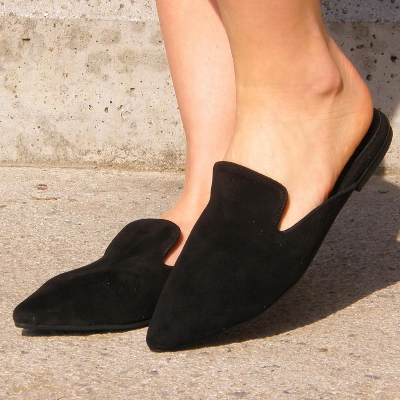 Black Women Muleshandmade Women Leather Sandals Greek Suede Etsy