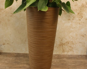 Recycled Tall Round Plant Pot: Modern Indoor Outdoor Planter