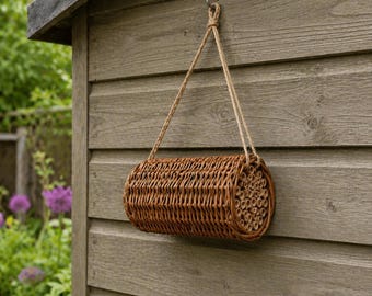 Bee Hotel Insect House Bamboo Tubes Solitary Bees Willow Garden Pollinator Habitat