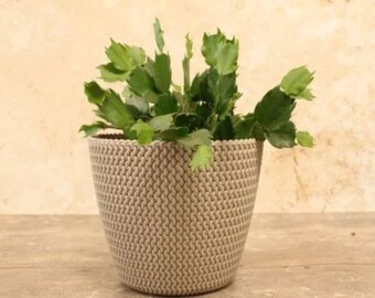 Abelia Flowerpot - Unique Knitted Texture, Available in Mocha (13cm or 19cm) Pack of 3