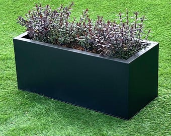 Zinc Trough Garden Planter: Rustic Aluzinc Metal Flower Herb Box