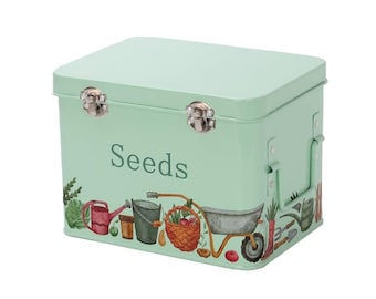 Handmade Garden Seed Storage Tin: Powder-Coated Steel Organizer