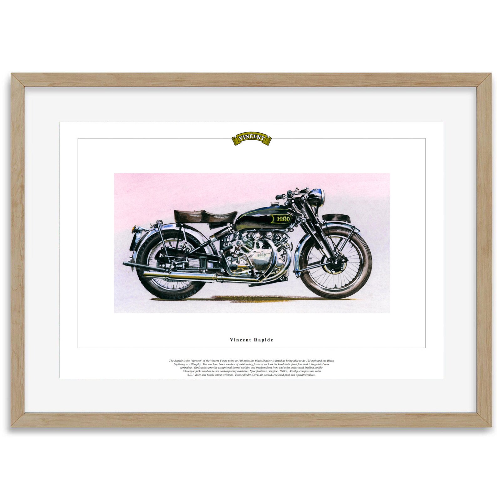 VINCENT RAPIDE Motorcycle Fine Art Print 1000cc Bike Etsy