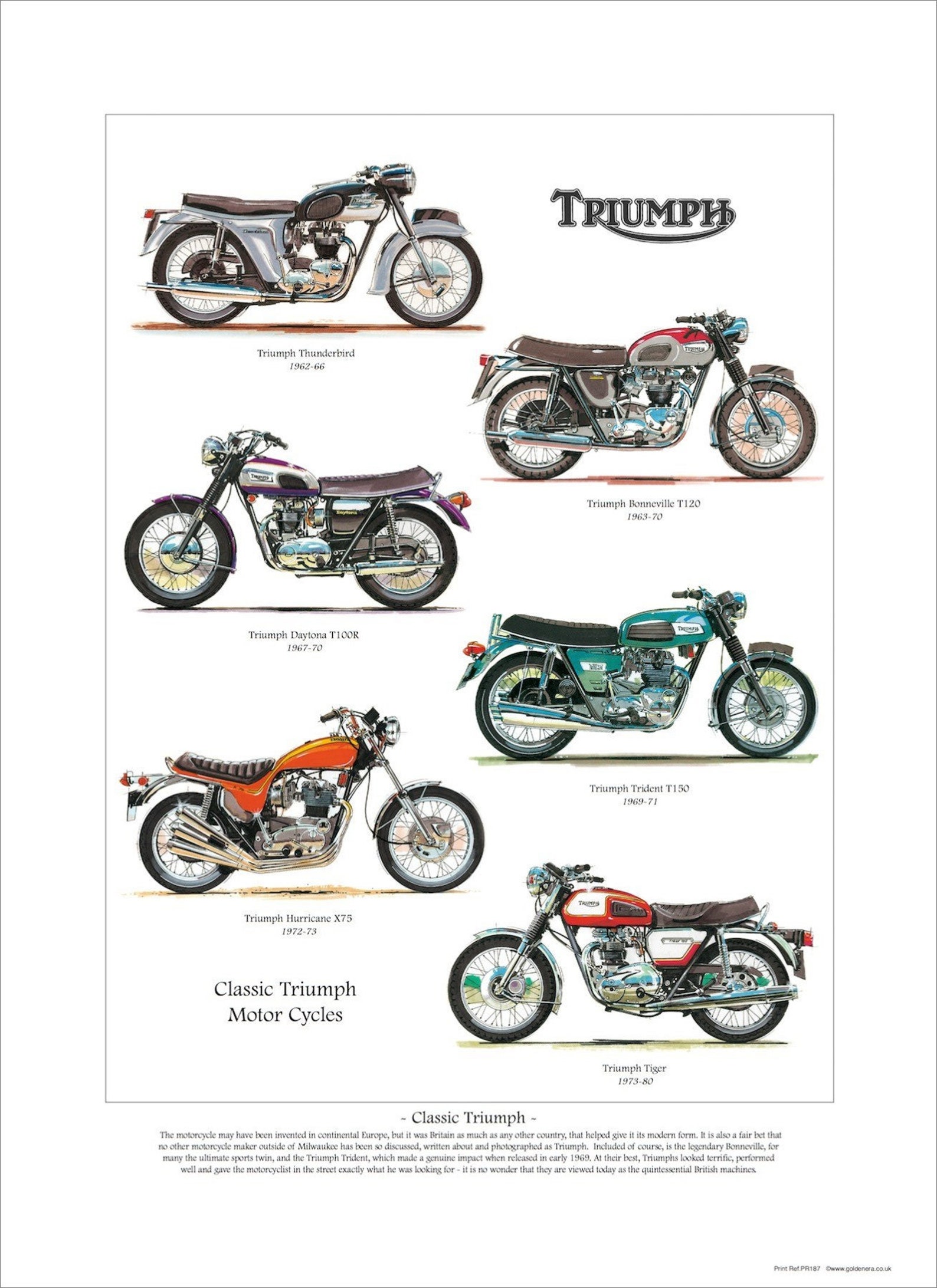 Classic TRIUMPH Fine Art Motorbike Print by Golden Era | Etsy