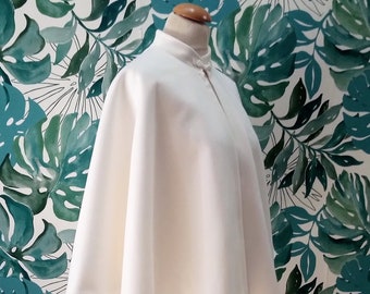 Off-white pea coat bridal cape