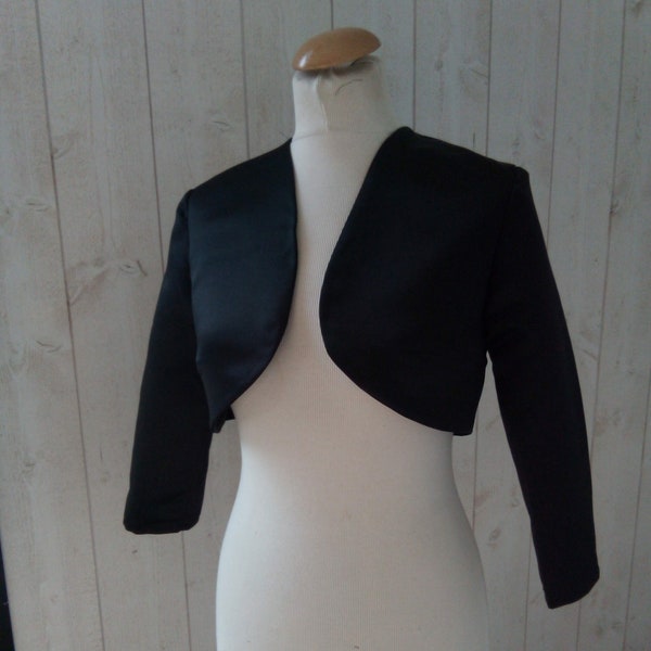 bolero manche 3/4 satin noir