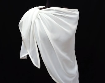 chale etole in ivory muslin crepe