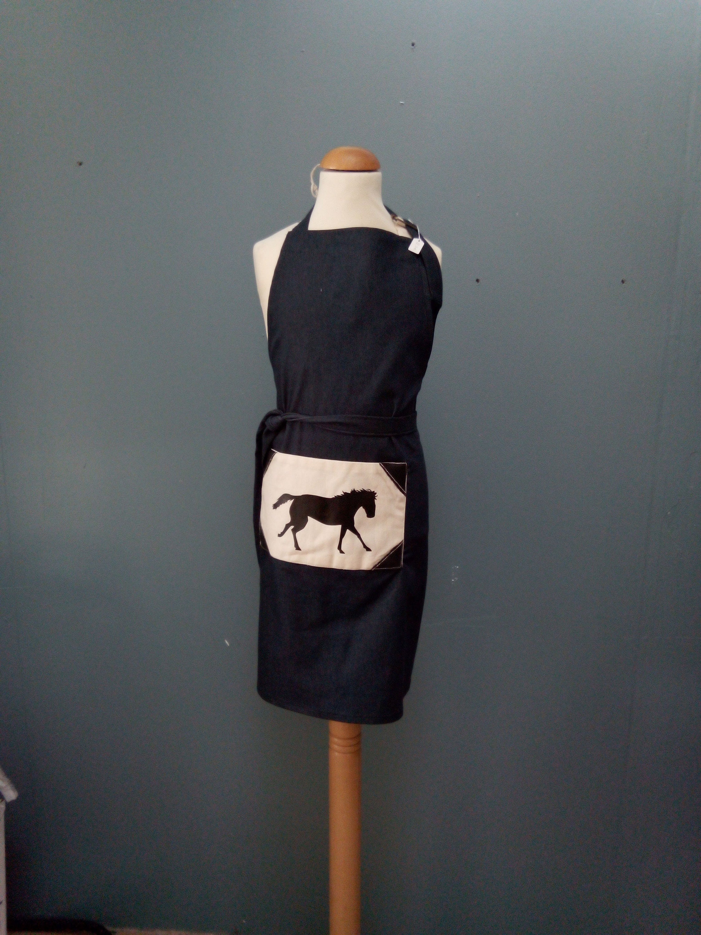 Tablier Enfant en Jeans Bleu Fonce