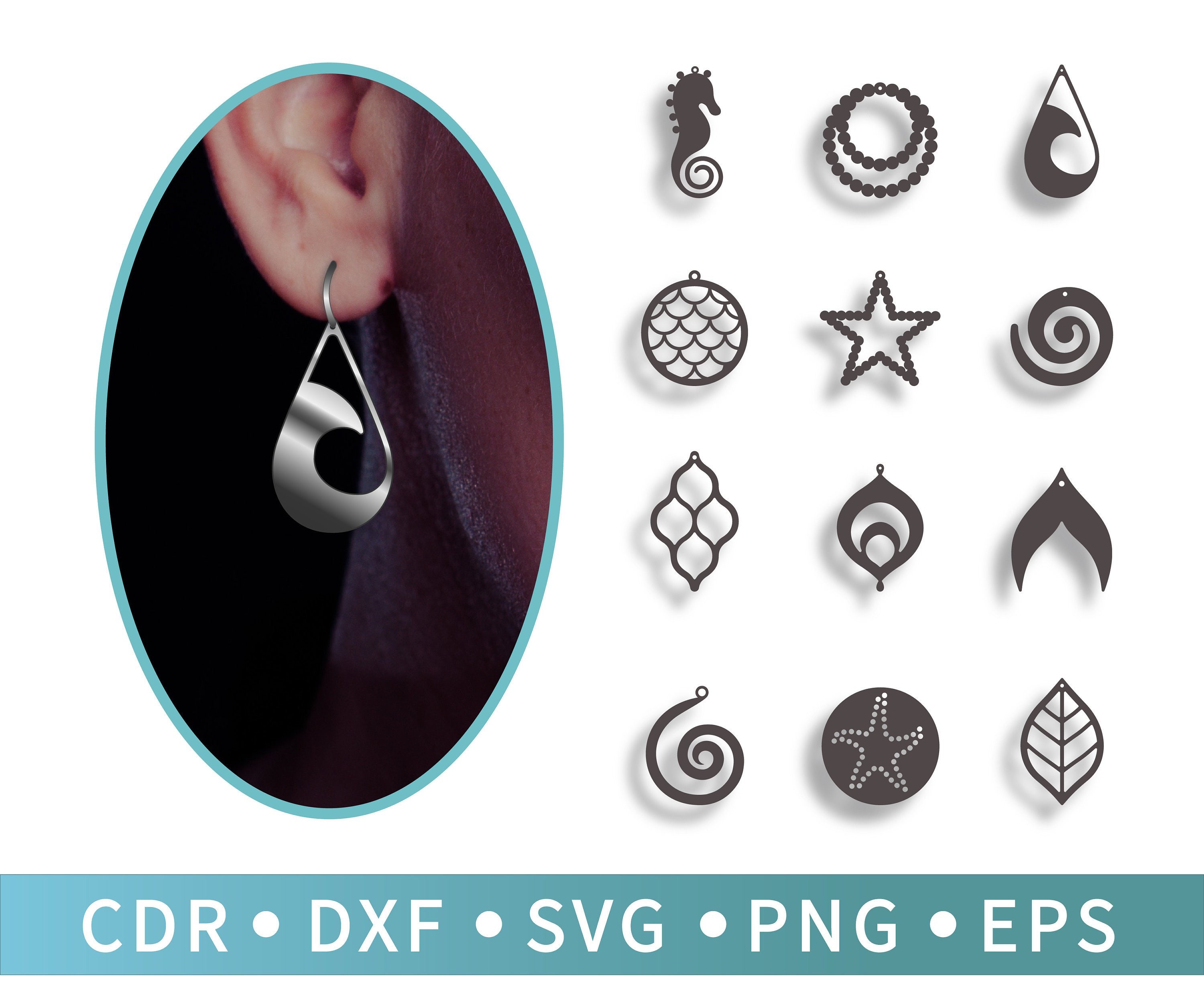 Download 12 Beach Svg Leaf Seashell Earrings Template Leather Earring Etsy