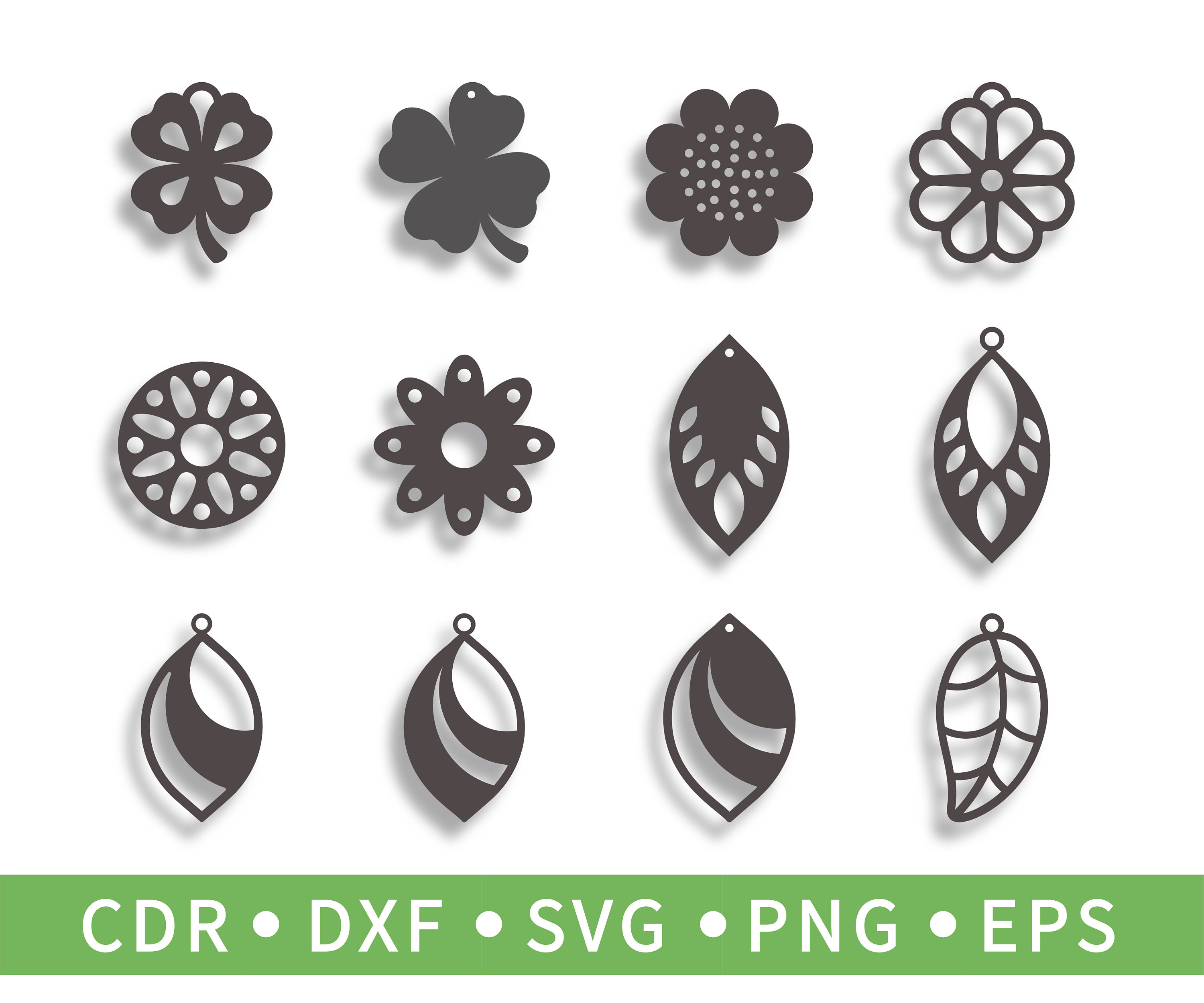 Download Earrings leaf Clipart flower Svg leather earrings Clover ...