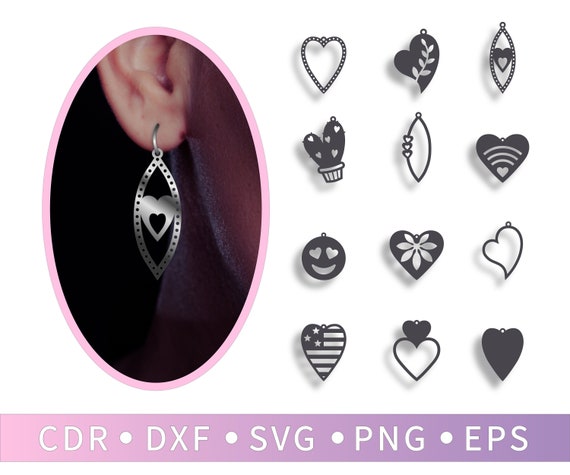 Download 12 Faux Leather Earrings Heart Pendant Earring Svg Flag Etsy