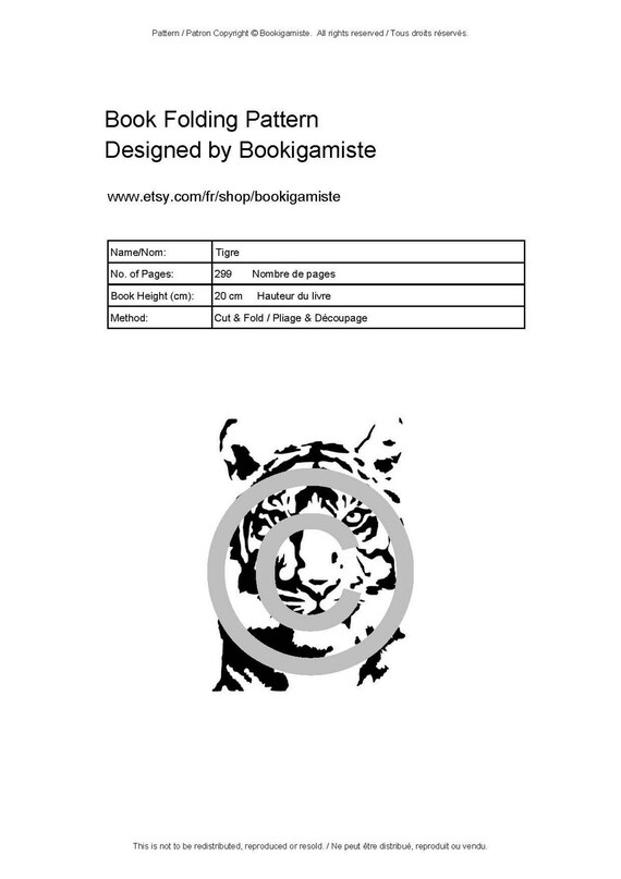 Tigre Patron De Livre Plie Decoupe Etsy