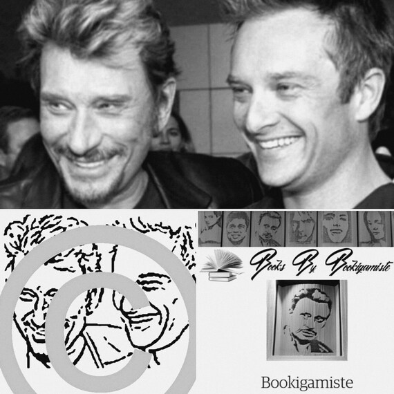 Johnny & David Hallyday Patron de livre plié découpé -  France