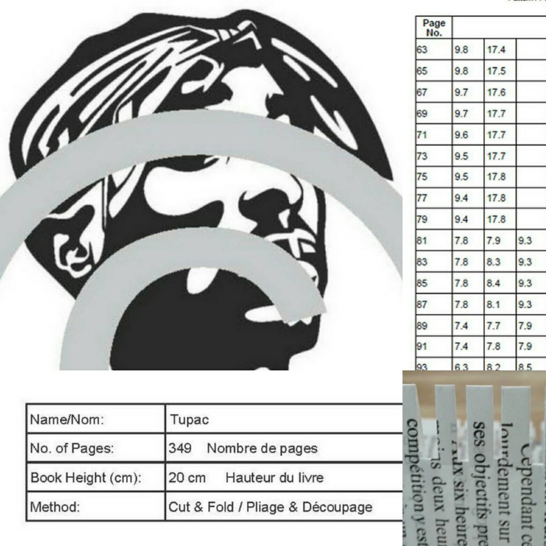 Tupac Pattern Tupac - Die Cut Folded Book Pattern - Etsy