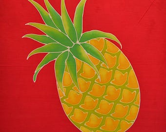 Pineapple Batik Art Panels, 22" x 22" - Hand Painted, One of a Kind