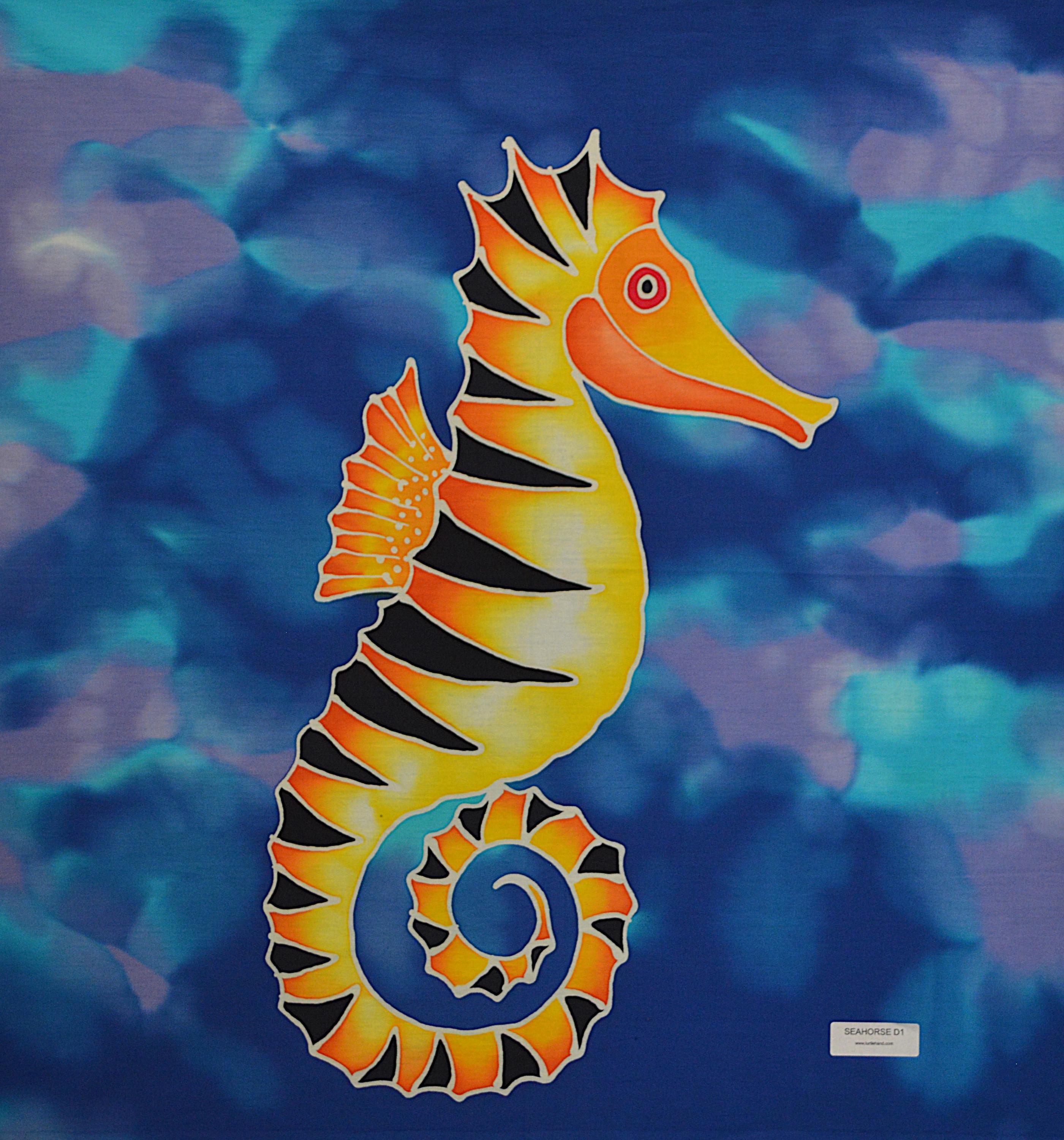 Sea Horse Batik Square Art Panels - Unikat
