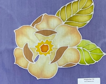 Magnolia Batik Art Panels, 8" x 8" - Hand Painted, One of a Kind