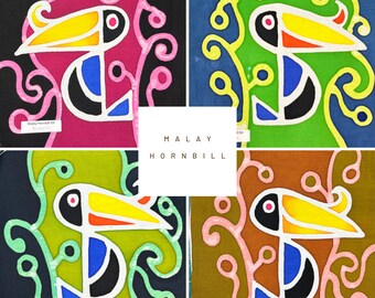 Hornbill Malaysian Style - Batik Mini Art Panels - Hand Painted, One of a Kind