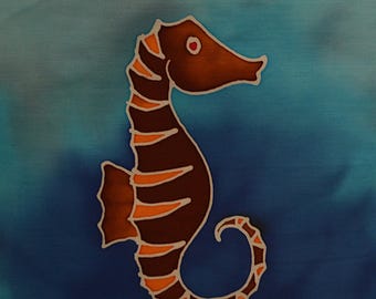 Seepferdchen Batik Mini Art Panels - Handbemalt, Unikat