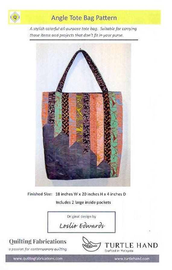Angle Tote Bag Pattern by Quilting Fabrications Leslie