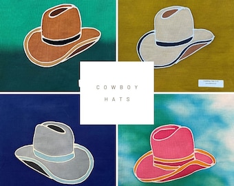 Cowboy Hats  Mini Batik Art Panels - Hand Painted, One of a Kind