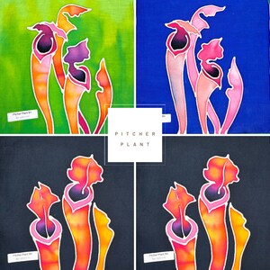 Pitcher Plant Batik Mini Art Panels - Hand Painted, One of a Kind