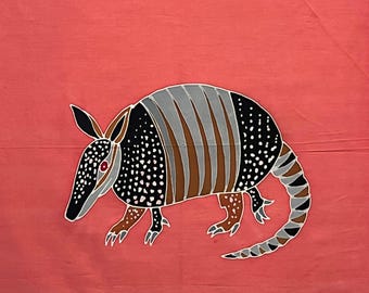 Armadillo Batik 22" x 22" Art Panels - One of a Kind, Hand Painted