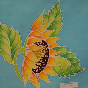 Sunflower Batik Mini Art Panels -  Hand Painted, One of a Kind