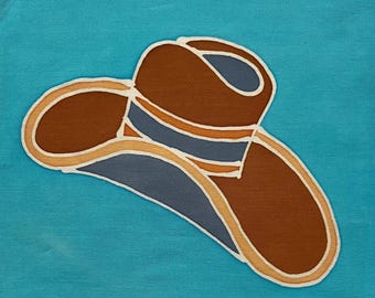Cowboy Hats Batik Art Panels, 8" x 8" - Hand Painted, One of a Kind, Group 3
