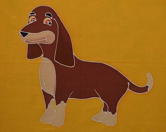 Dachshund Batik Art Panels, 22" x 22" - Hand Painted, One of a Kind