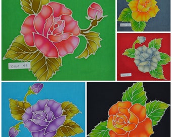 Rose Batik Mini Art Panels - One of a Kind