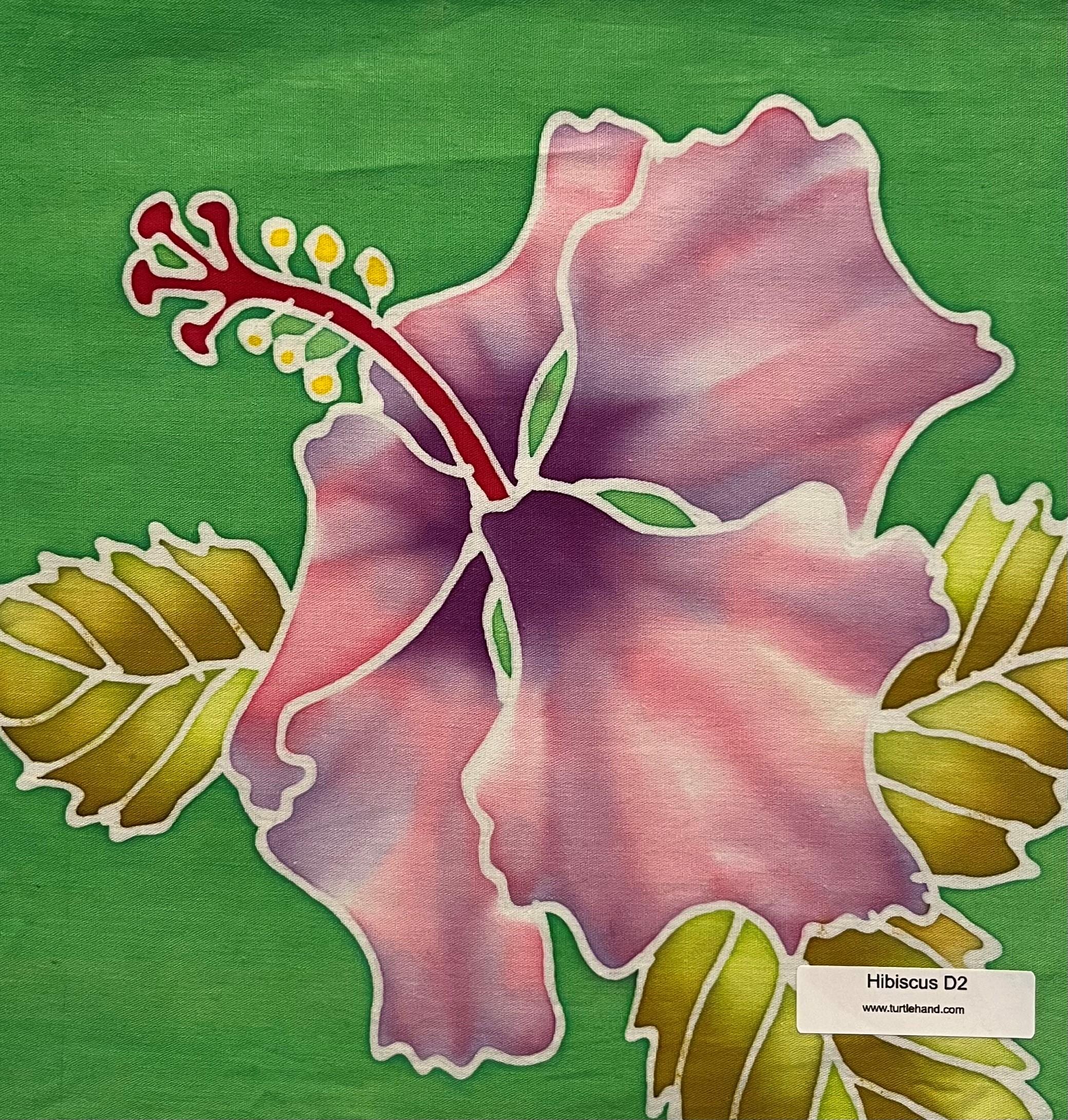 ハイビスカスバティックアートパネル、8インチ x 8インチ - ユニークな