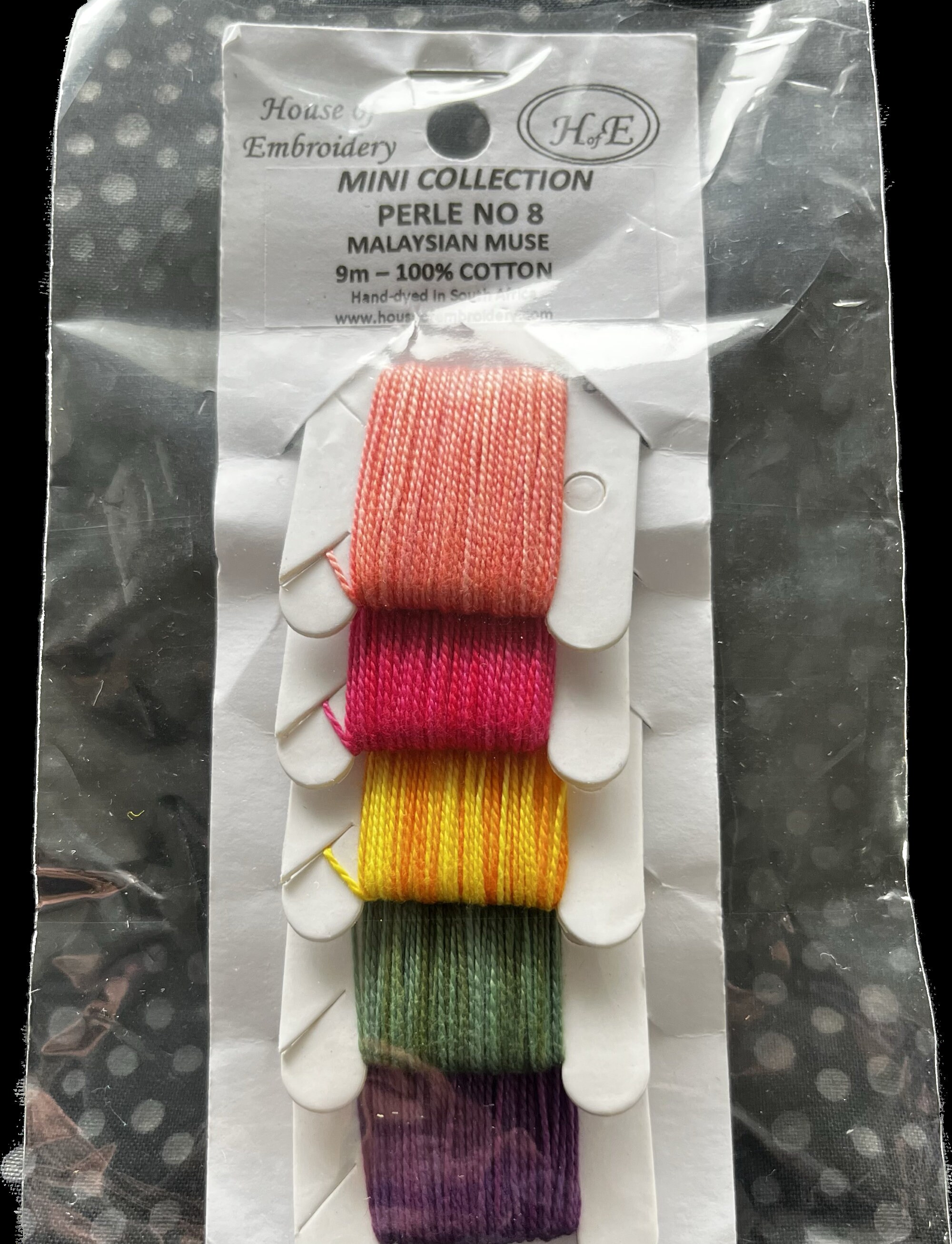 Embroidery Thread, Perle No 8, Hand-Dyed Cotton, Malaysian Color Collections