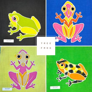 Tree Frog Batik Mini Art Panels - Hand Painted, One of a Kind